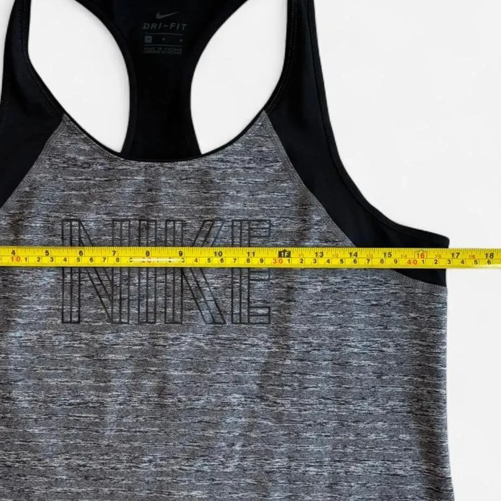 Nike Women M Performance Sporty Sleeveless Tank Top Gray Black
